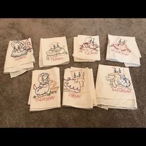 Cats Kitten 7 Days of the Week Vintage Hand Towels